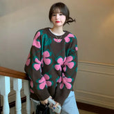 Floral Vintage Knitted Oversize Sweater
